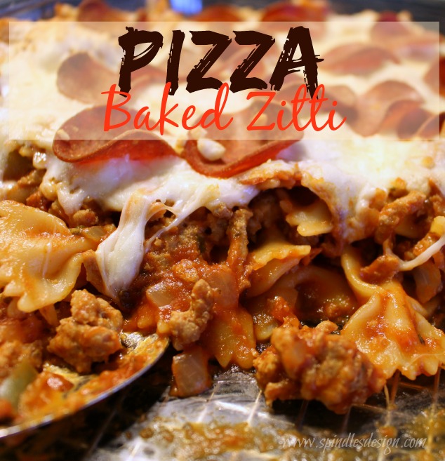 Pizza Baked Zitti at www.SpindlesDesigns.com