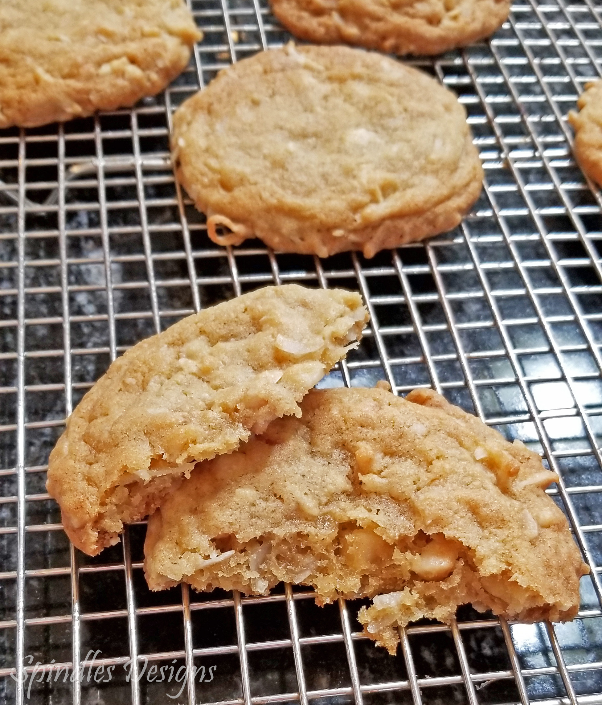 Coconut Macadamia Nut Cookies Spindles Designs by Mary and Mags