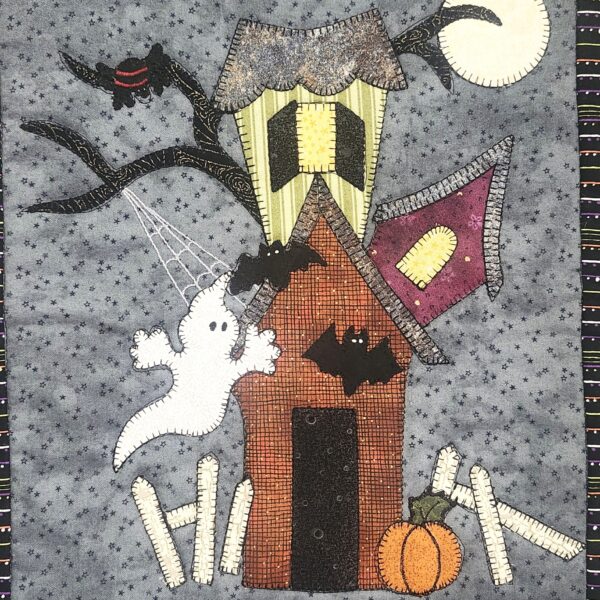 Haunted House Applique Pattern, Table Topper, Wall Hanging Quilt - Image 2