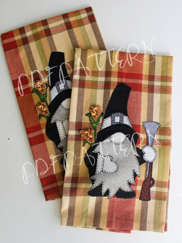 Pilgrim Gnome Applique Pattern PDF | Thanksgiving Quilt Block, Fall Table Runner, Autumn Sewing Pattern - Image 2
