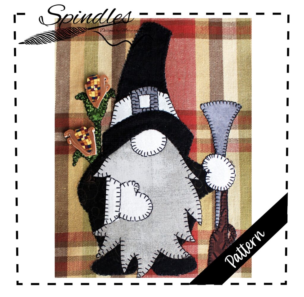 Pilgrim Gnome Applique Pattern PDF | Thanksgiving Quilt Block, Fall Table Runner, Autumn Sewing Pattern