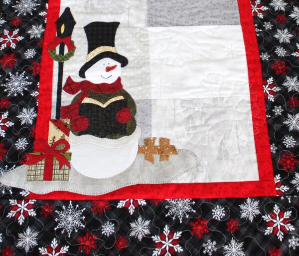 Snowman Caroler Applique & Pieced Table Runner Pattern – Bonus Tea Towel Applique Design - Image 2