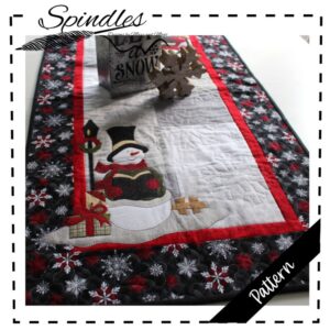 Snowman Caroler Applique & Pieced Table Runner Pattern – Bonus Tea Towel Applique Design