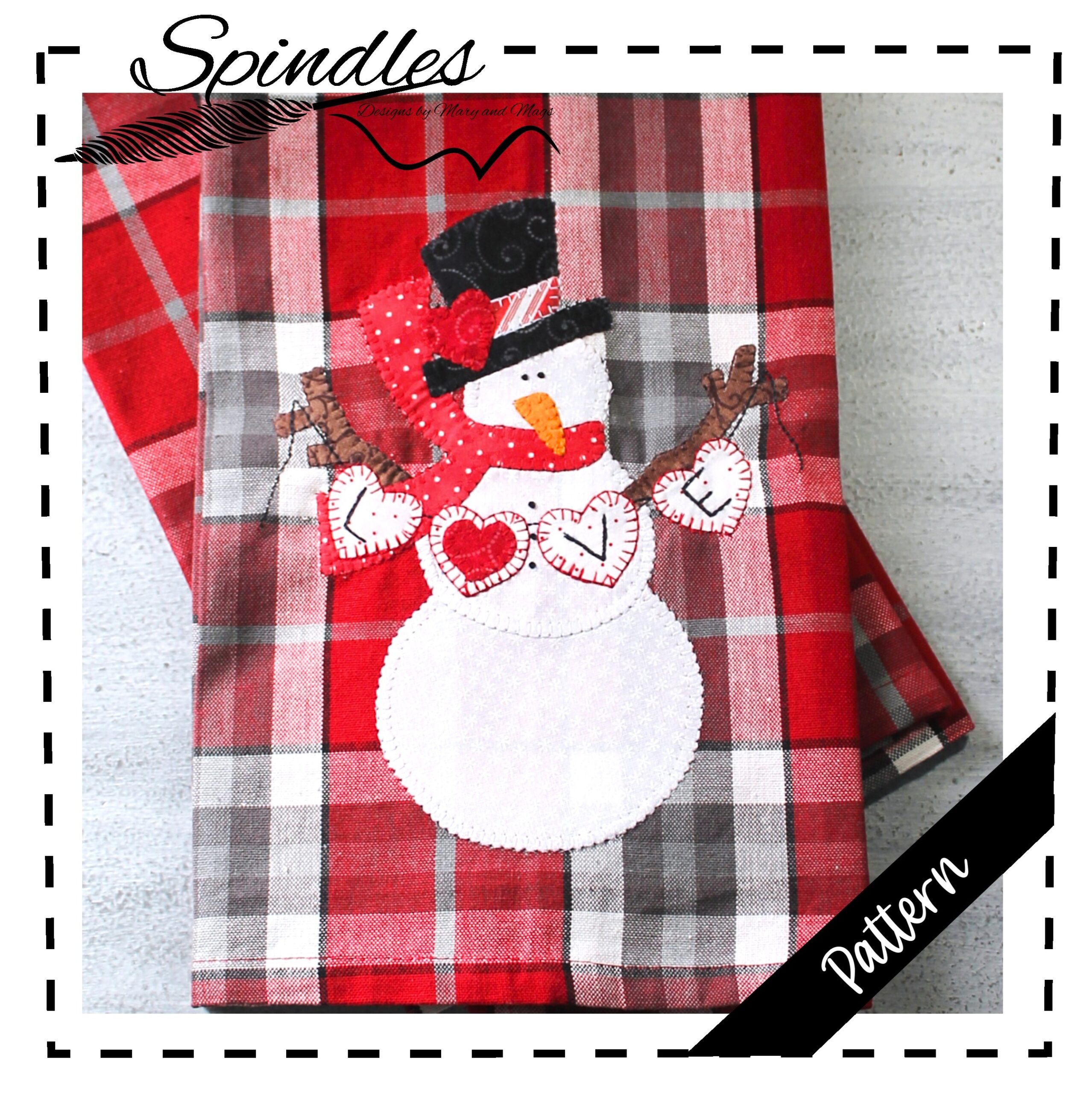 Snowman Love Applique Pattern