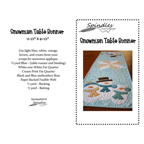 Snowman Table Runner Pattern, Winter Applique Sewing Project - Image 3