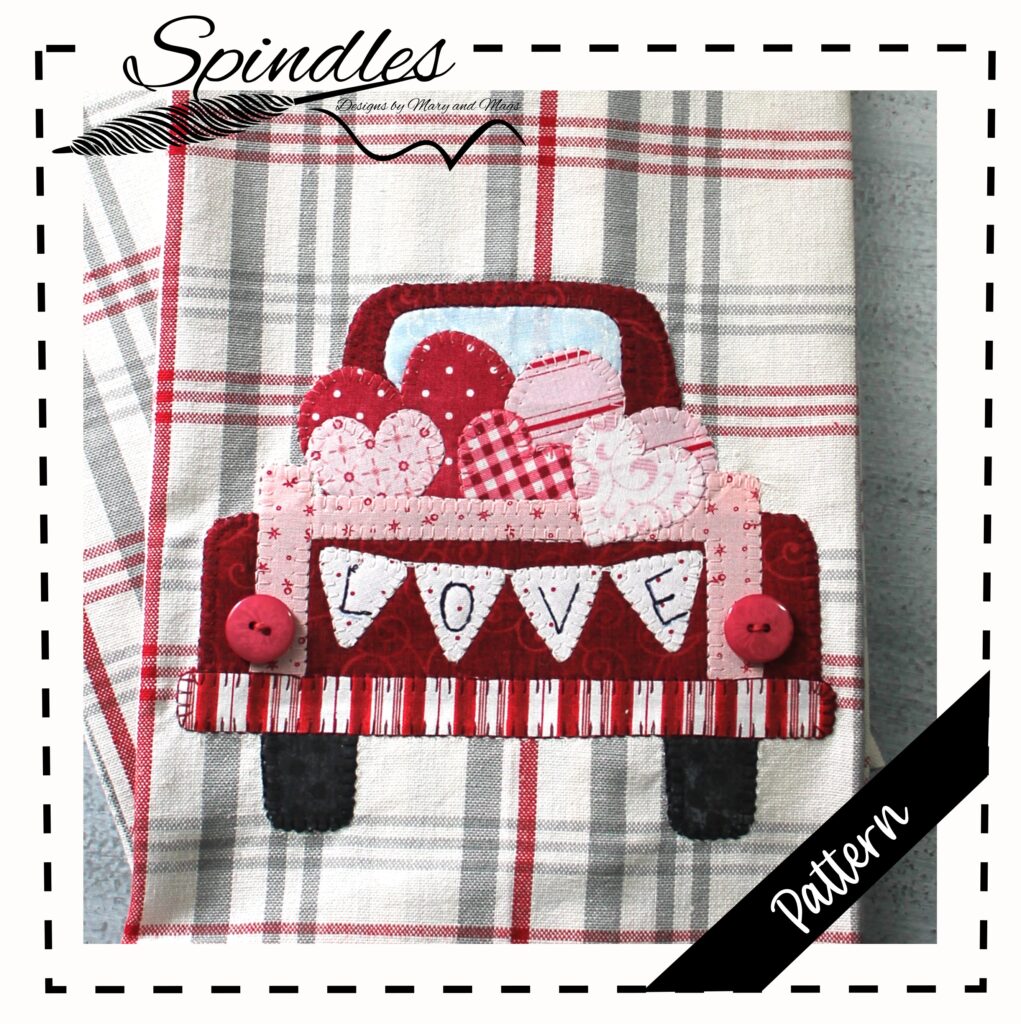 "LOVE" Truck Applique Pattern - Vintage Valentine's Truck