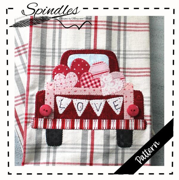 "LOVE" Truck Applique Pattern - Vintage Valentine's Truck