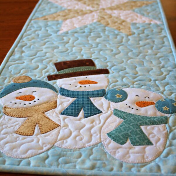 Snowman Table Runner Pattern, Winter Applique Sewing Project - Image 2