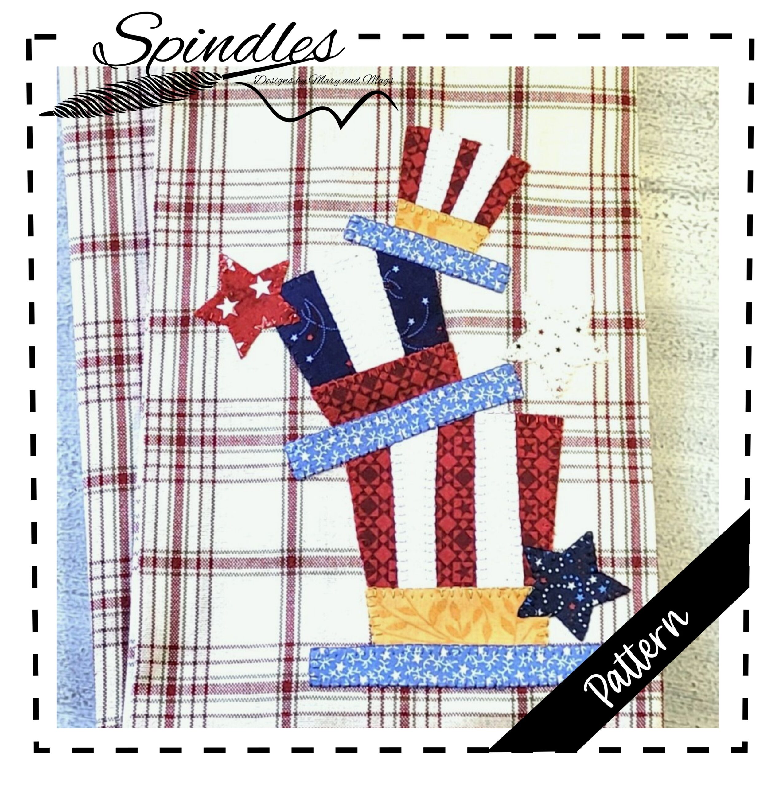 Stacked Uncle Sam Hats Appliqué Pattern (Free Patriotic Quilt Pattern)